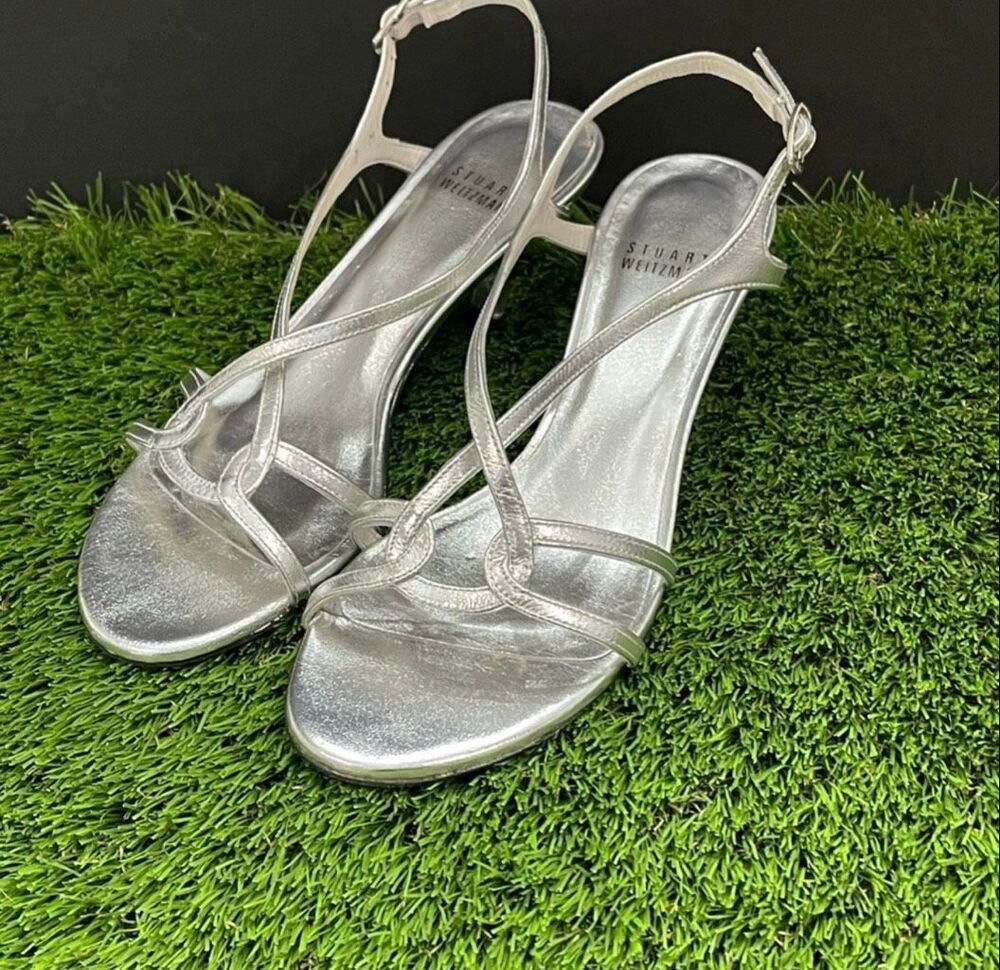 Stuart Weitzman Strappy Silver Sandals